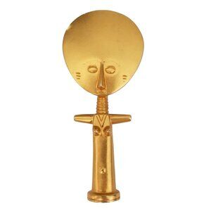 Smithsonian Gold Tone Fertility Figural Brooch, Signed